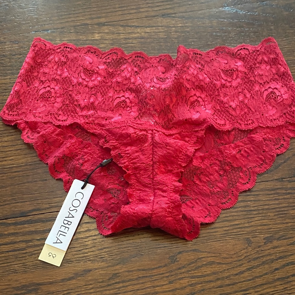 NWT Cosabella NSN Lace Hotpant Red Size S/M